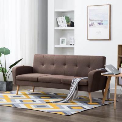Emaga vidaxl 3-osobowa sofa tapicerowana tkaniną, brązowa