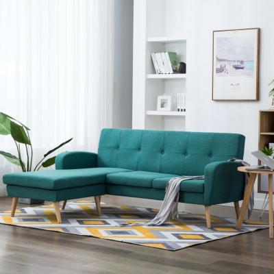 Emaga vidaxl sofa z leżanką, obita tkaniną, 186 x 136 x 79 cm, zielona