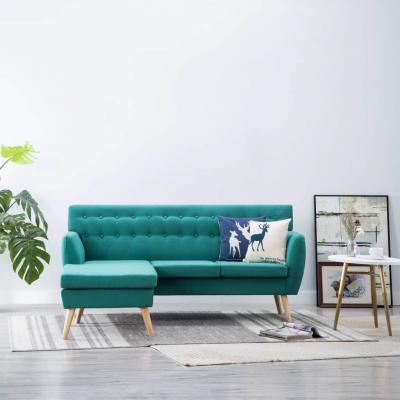 Emaga vidaxl sofa z leżanką, obita tkaniną, 171,5 x 138 x 81,5 cm, zielona