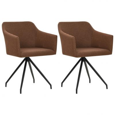 Emaga vidaxl obrotowe krzesła stołowe, 2 szt., brązowe, tkanina