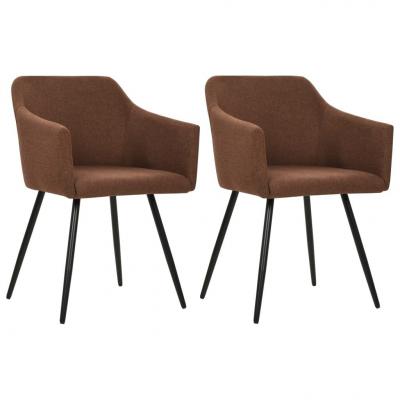 Emaga vidaxl krzesła stołowe, 2 szt., brązowe, tkanina