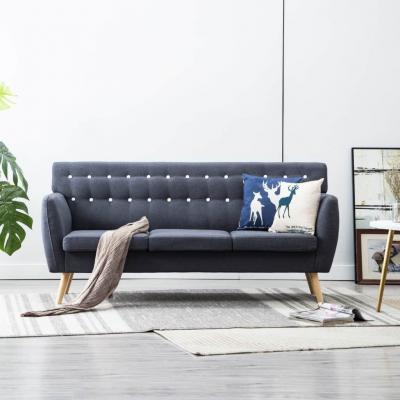 Emaga vidaxl 3-osobowa sofa tapicerowana tkaniną, 172x70x82 cm, ciemnoszara