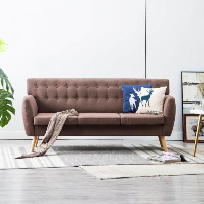 Emaga vidaxl 3-osobowa sofa tapicerowana tkaniną, 172x70x82 cm, brązowa