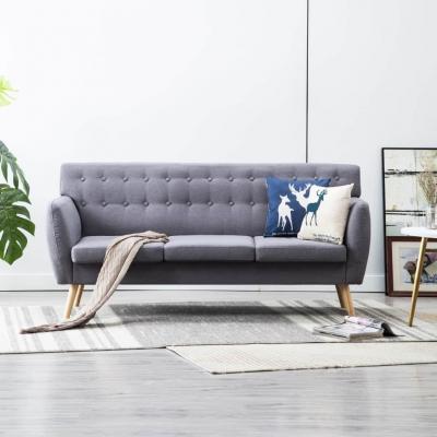 Emaga vidaxl 3-osobowa sofa tapicerowana tkaniną, 172x70x82 cm, jasnoszara