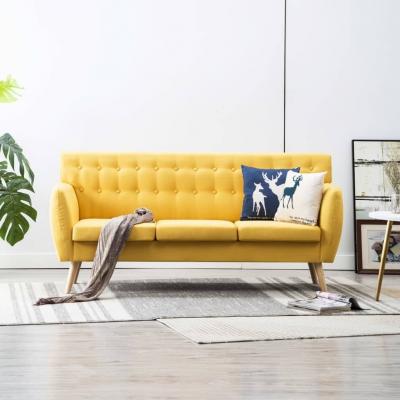 Emaga vidaxl 3-osobowa sofa tapicerowana tkaniną, 172x70x82 cm, żółta