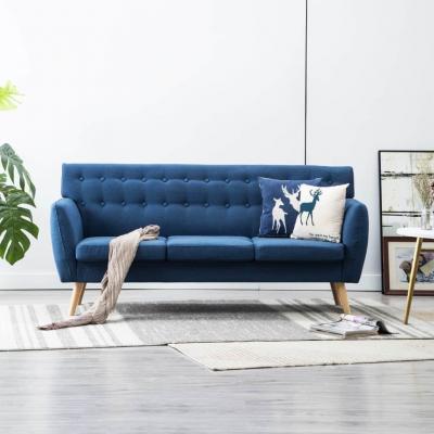Emaga vidaxl 3-osobowa sofa tapicerowana tkaniną, 172x70x82 cm, niebieska