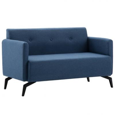 Emaga vidaxl 2-osobowa sofa tapicerowana tkaniną, 115x60x67 cm, niebieska