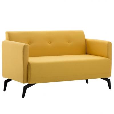 Emaga vidaxl 2-osobowa sofa tapicerowana tkaniną, 115x60x67 cm, żółta