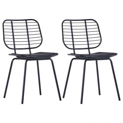 Emaga vidaxl krzesła z siedziskami ze sztucznej skóry, 2 szt., czarne, stal