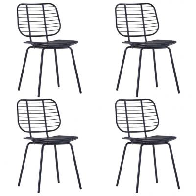 Emaga vidaxl krzesła z siedziskami ze sztucznej skóry, 4 szt., czarne, stal