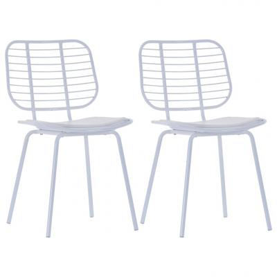 Emaga vidaxl krzesła z siedziskami ze sztucznej skóry, 2 szt., białe, stal