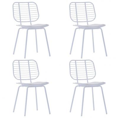 Emaga vidaxl krzesła z siedziskami ze sztucznej skóry, 4 szt., białe, stal