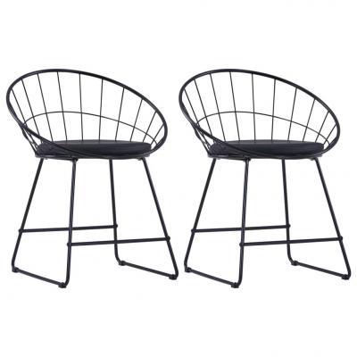 Emaga vidaxl krzesła z siedziskami ze sztucznej skóry, 2 szt., czarne, stal