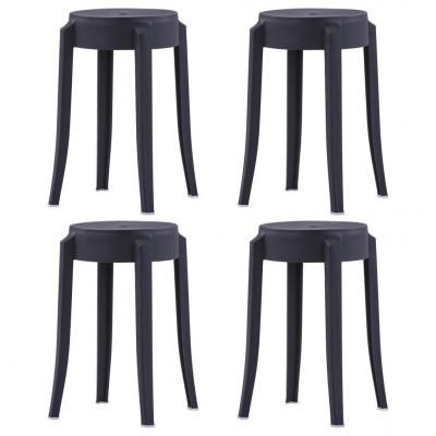 Emaga vidaxl stołki sztaplowane, 4 szt., czarne, plastikowe