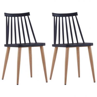Emaga vidaxl krzesła jadalniane, 2 szt., czarne, plastik