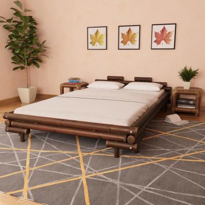 Emaga vidaxl rama łóżka, ciemnobrązowa, bambusowa, 140 x 200 cm