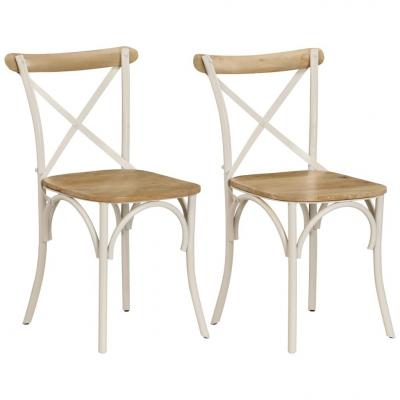 Emaga vidaxl krzesła stołowe, krzyżowe, 2 szt., białe, lite drewno mango