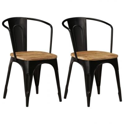 Emaga vidaxl krzesła stołowe, 2 szt., czarne, lite drewno mango