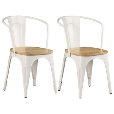 Emaga vidaxl krzesła stołowe, 2 szt., białe, lite drewno mango