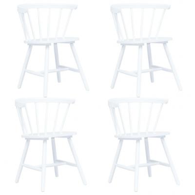 Emaga vidaxl krzesła jadalniane, 4 szt., białe, lite drewno kauczukowca