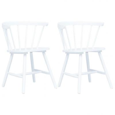 Emaga vidaxl krzesła jadalniane, 2 szt., białe, lite drewno kauczukowca