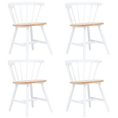 Emaga vidaxl krzesła stołowe, 4 szt., biel i jasny brąz, drewno kauczukowca