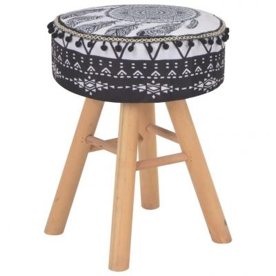 Emaga vidaxl stołek, czarno-biały, tapicerowany tkaniną