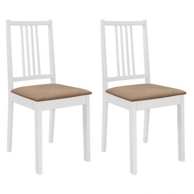 Emaga vidaxl krzesła z poduszkami, 2 szt., białe, lite drewno