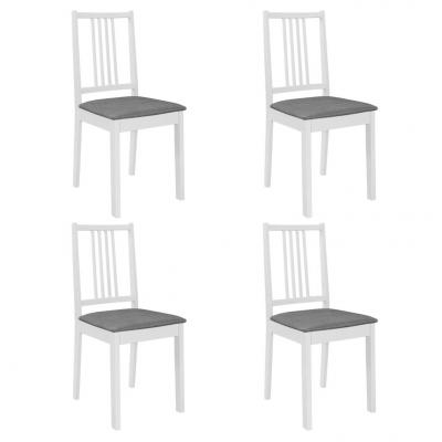 Emaga vidaxl krzesła z poduszkami, 4 szt., białe, lite drewno
