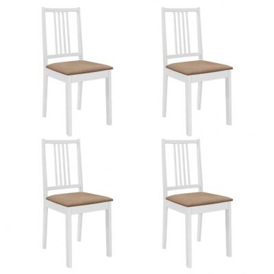 Emaga vidaxl krzesła z poduszkami, 4 szt., białe, lite drewno
