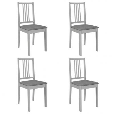 Emaga vidaxl krzesła z poduszkami, 4 szt., szare, lite drewno