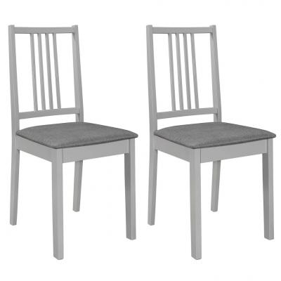 Emaga vidaxl krzesła z poduszkami, 2 szt., szare, lite drewno