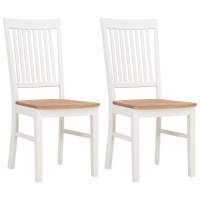 Emaga vidaxl krzesła stołowe, 2 szt., białe, lite drewno dębowe