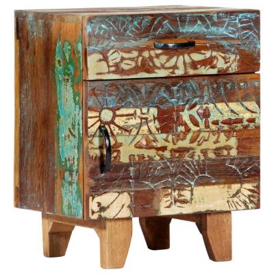 Emaga vidaxl ręcznie rzeźbiona szafka nocna, 40x30x50 cm, drewno odzyskane
