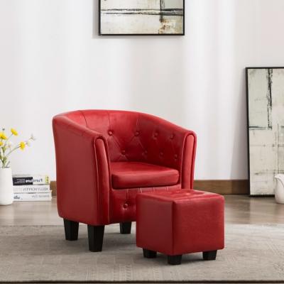 Emaga vidaxl fotel z podnóżkiem, czerwony, sztuczna skóra