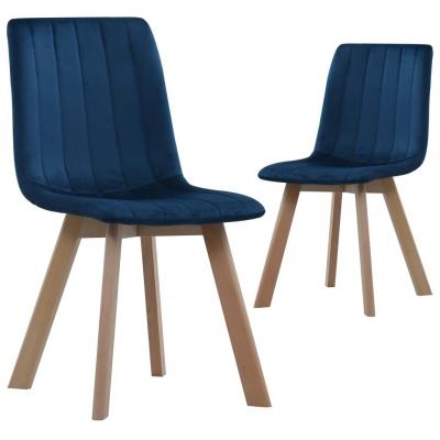 Emaga vidaxl krzesła do jadalni, 2 szt., niebieskie, aksamit