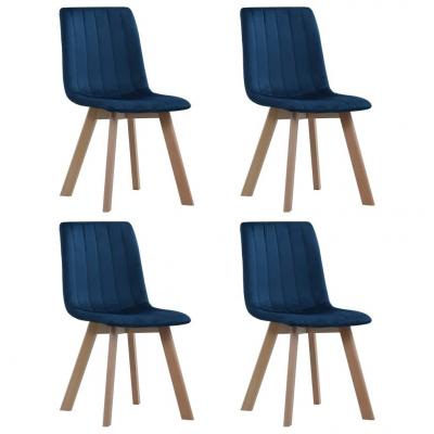 Emaga vidaxl krzesła stołowe, 4 szt., niebieskie, aksamit