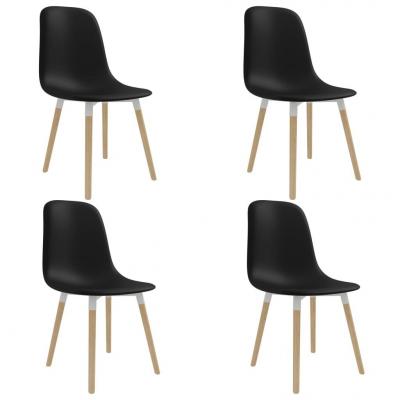 Emaga vidaxl krzesła jadalniane, 4 szt., czarne, plastikowe