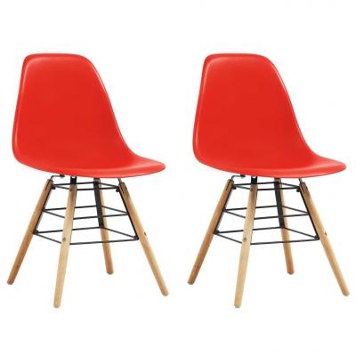 Emaga vidaxl krzesła stołowe, 2 szt., czerwone, plastik