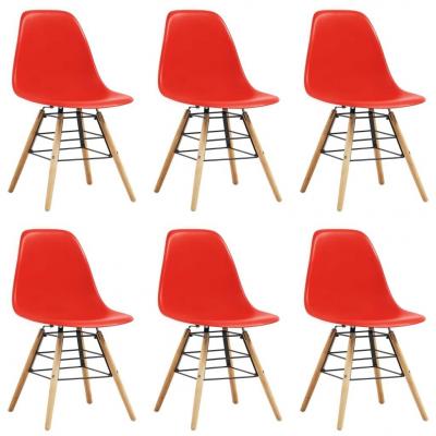 Emaga vidaxl krzesła stołowe, 6 szt., czerwone, plastik