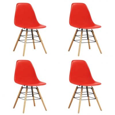 Emaga vidaxl krzesła stołowe, 4 szt., czerwone, plastik