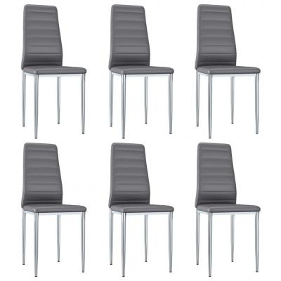 Emaga vidaxl krzesła stołowe, 6 szt., szare, sztuczna skóra