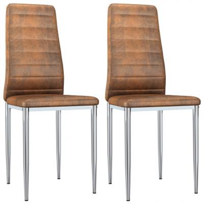 Emaga vidaxl krzesła stołowe, 2 szt., brązowe, sztuczna skóra zamszowa