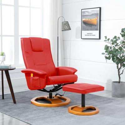 Emaga vidaxl fotel masujący z podnóżkiem, czerwony, sztuczna skóra
