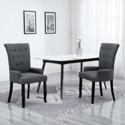Emaga vidaxl krzesło jadalniane z podłokietnikami, szare, materiałowe