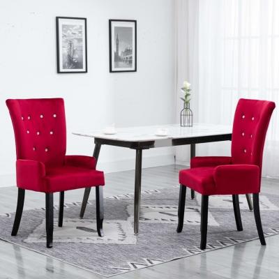 Emaga vidaxl krzesło jadalniane z podłokietnikami, czerwone, aksamitne
