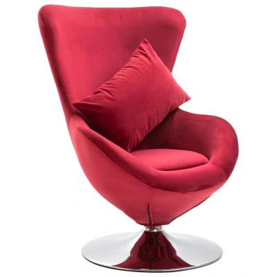 Emaga vidaxl fotel obrotowy z poduszką, czerwony, aksamitny