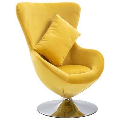 Emaga vidaxl fotel obrotowy z poduszką, żółty, aksamitny