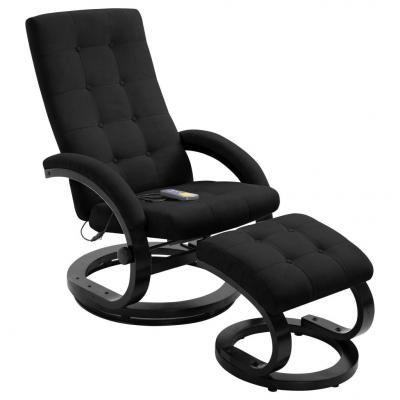 Emaga vidaxl rozkładany fotel do masażu z podnóżkiem, czarny, tkanina