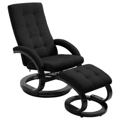 Emaga vidaxl rozkładany fotel z podnóżkiem, czarny, tkanina zamszopodobna